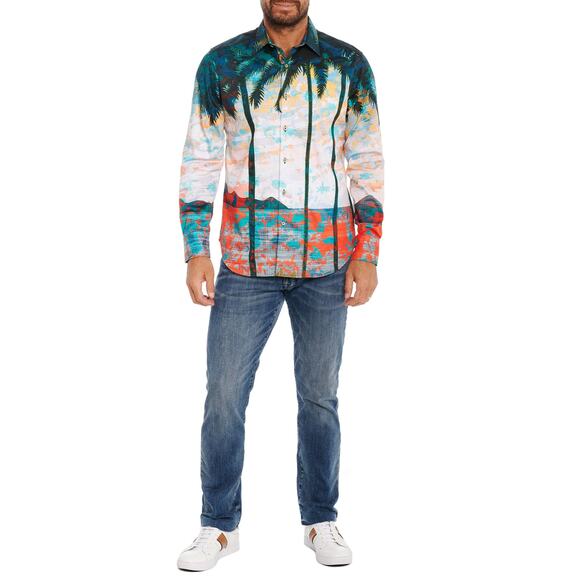 Robert Graham PCH Embroidered Shirt Size Small Abstract Tropical Corvette $298 - Picture 3 of 12